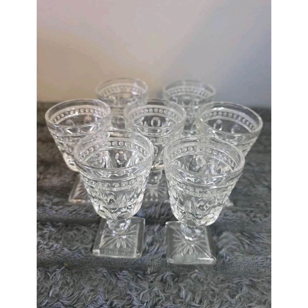 Set of 7 Colony Park Lane Clear Cordial Glasses 3.5" Tall